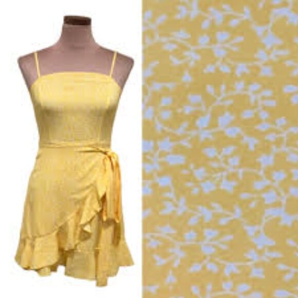 Dresses & Skirts - Yellow Floral Wrap Dress - Size Large